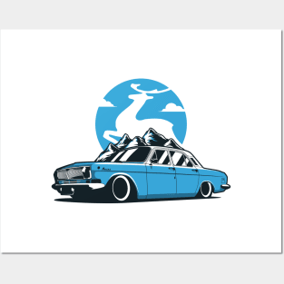 Blue GAZ24 Volga Classic Posters and Art